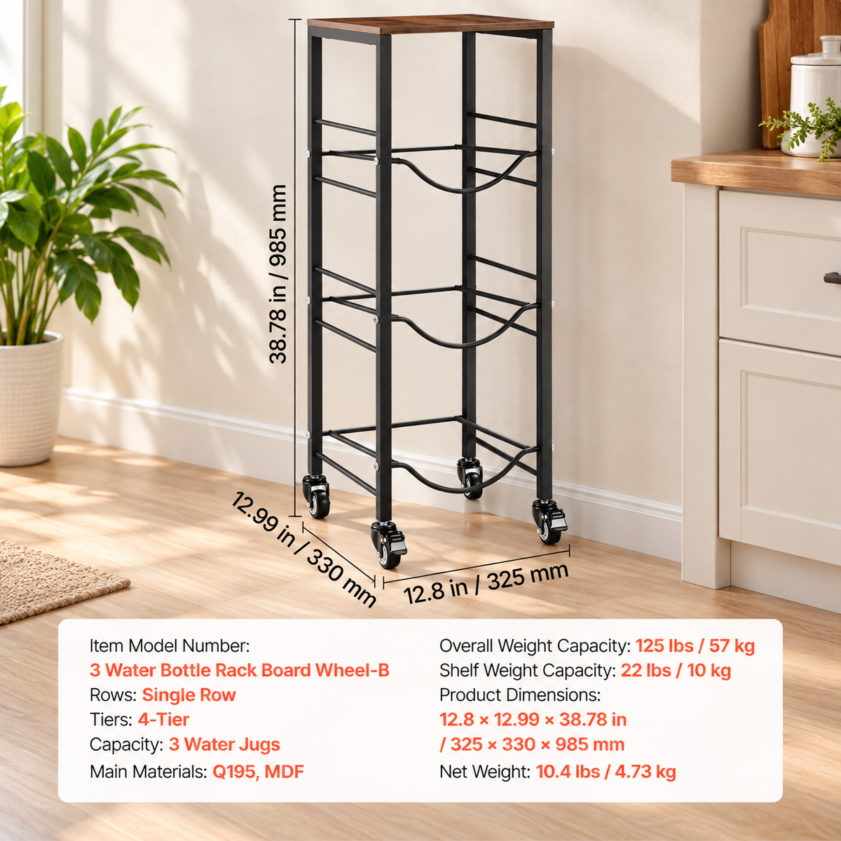 6-Jug Water Rack with Storage Shelf