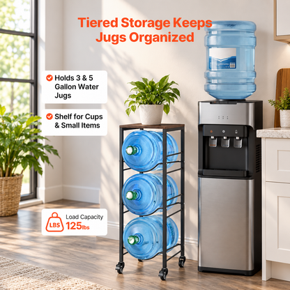6-Jug Water Rack with Storage Shelf