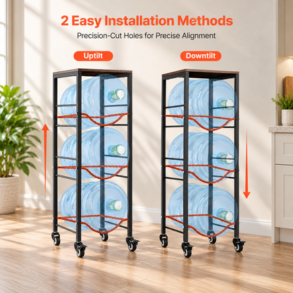 6-Jug Water Rack with Storage Shelf