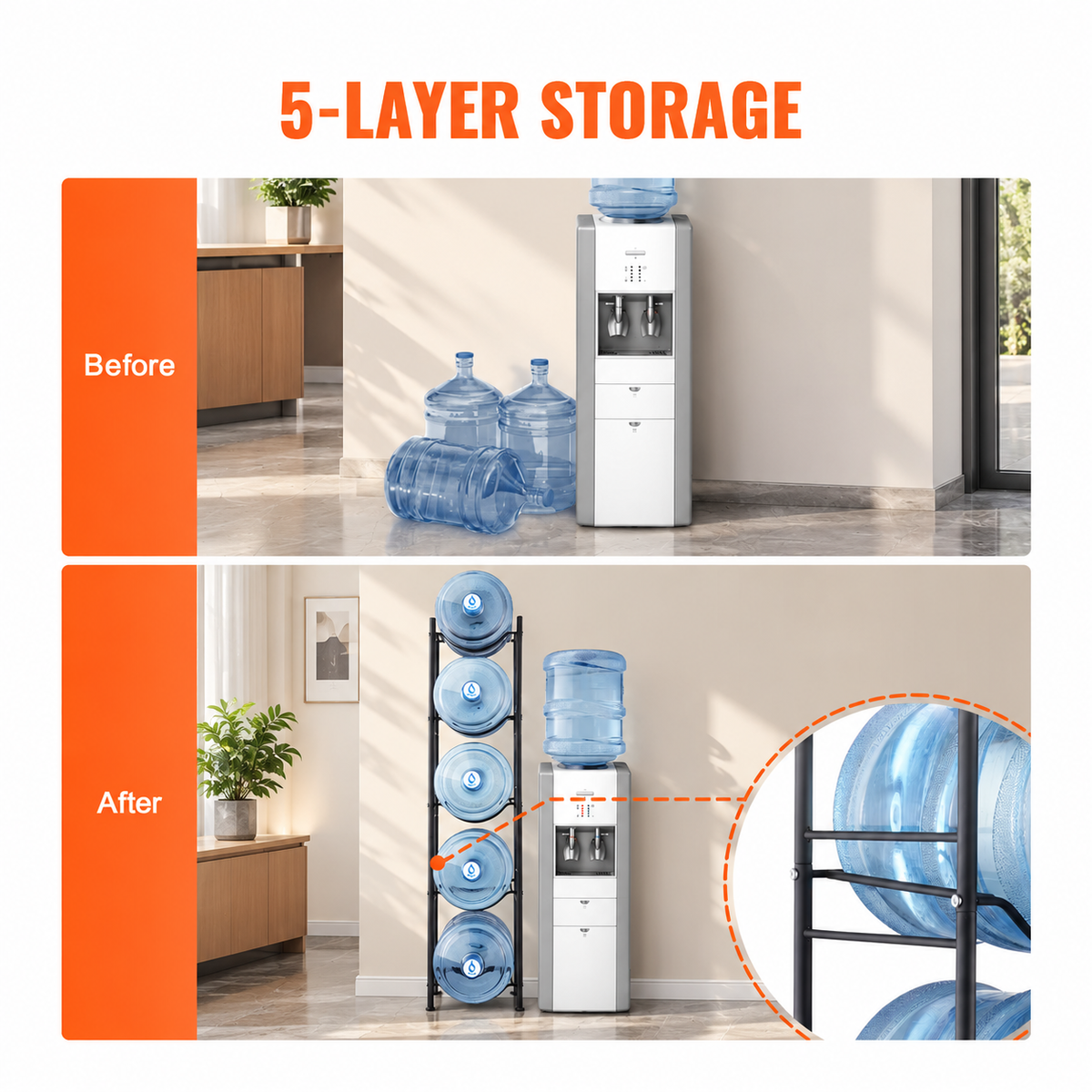 5-Tier Water Jug Storage Stand