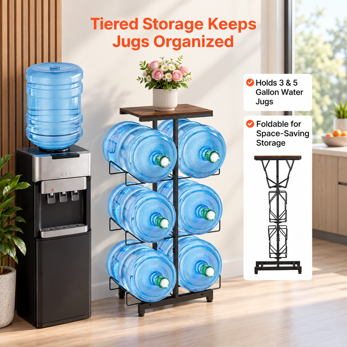 6-Jug Double Row Storage Rack