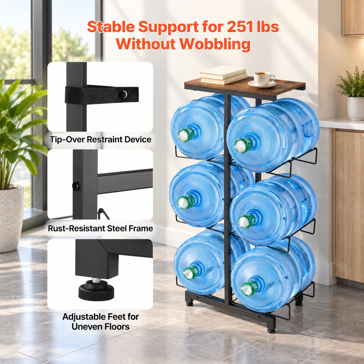 6-Jug Double Row Storage Rack