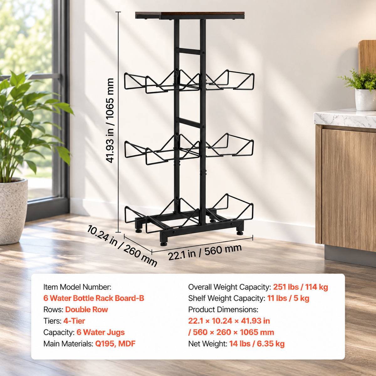 6-Jug Double Row Storage Rack